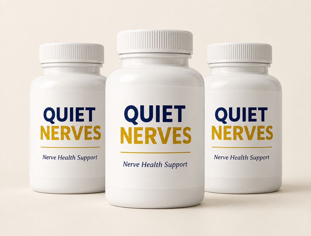 Three Quiet Nerves bottles arranged in a fan